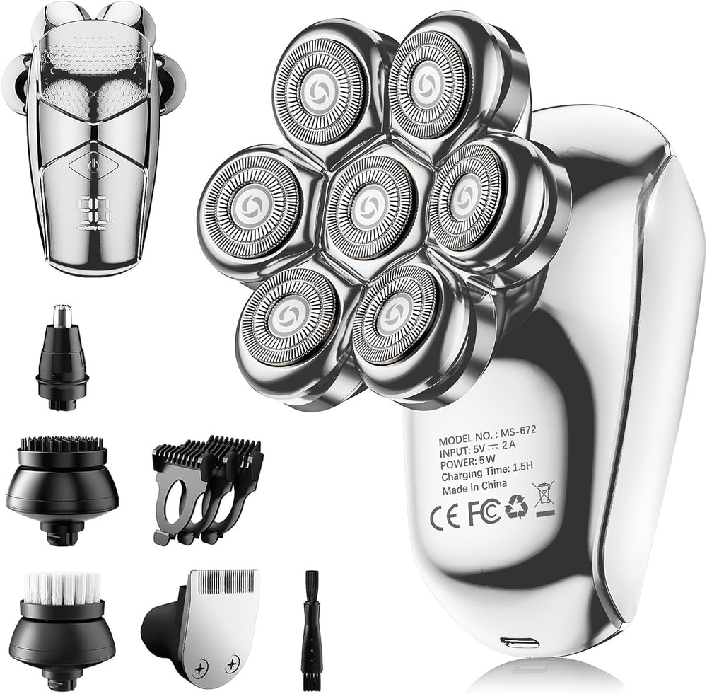 SHPAVVER head shaver 7D rotary closeup for fast, precise bald-head shaving.