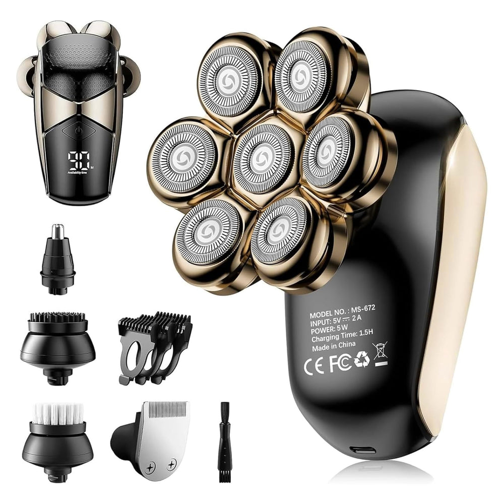 SHPAVVER head shaver 7D rotary cutting head delivers a close, efficient shave.