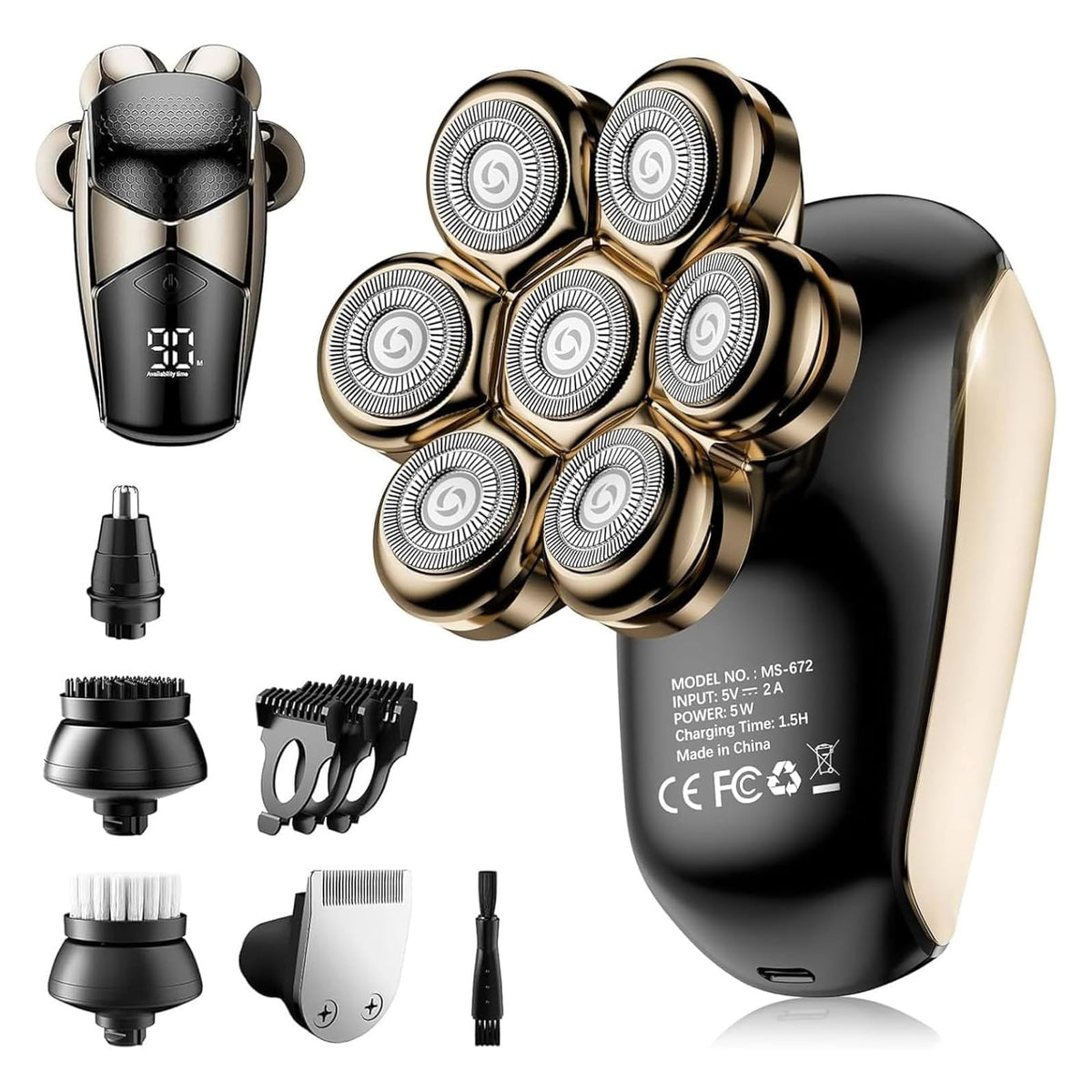 SHPAVVER head shaver 7D rotary cutting head delivers a close, efficient shave.