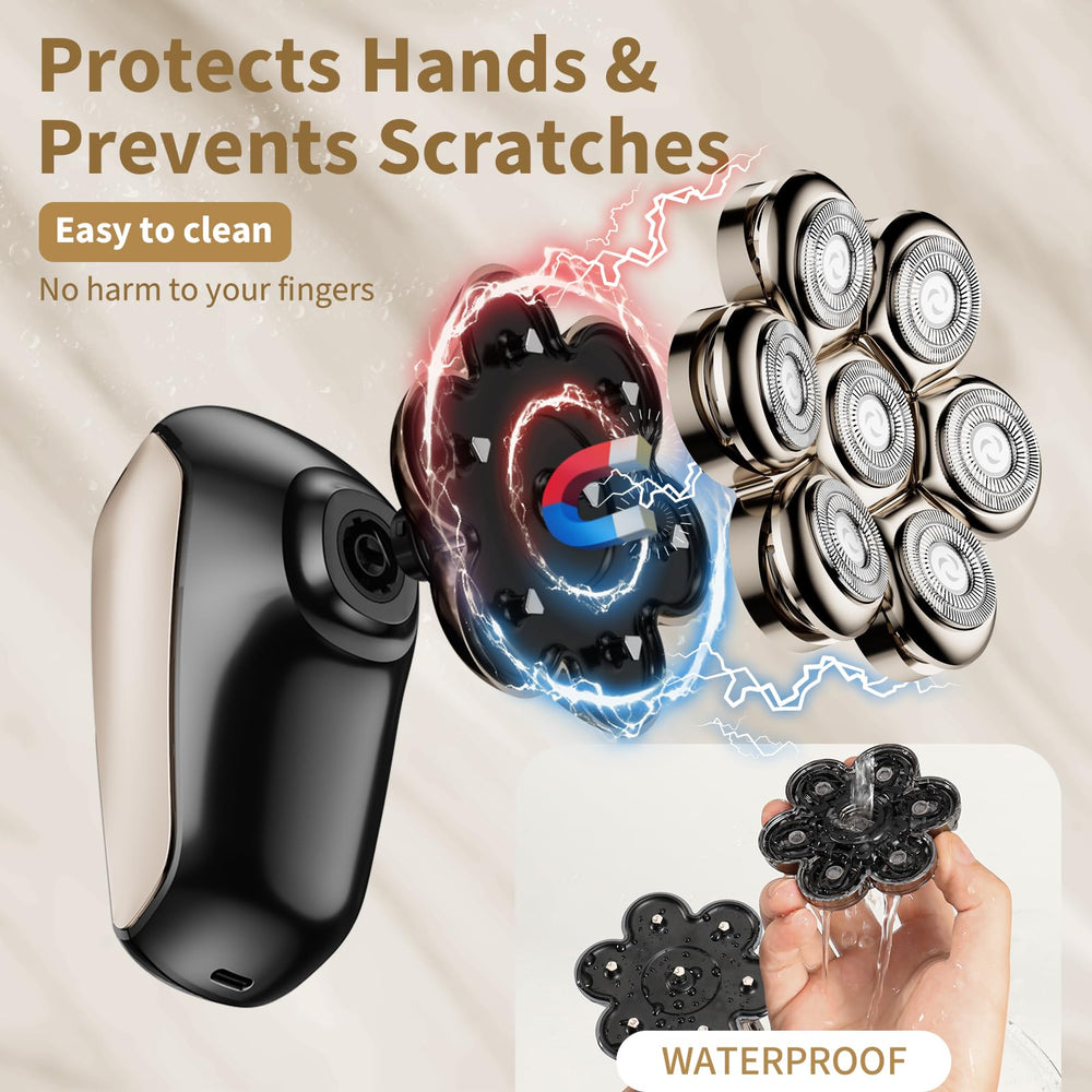 SHPAVVER head shaver pivoting 7D head enables flexible contour navigation.