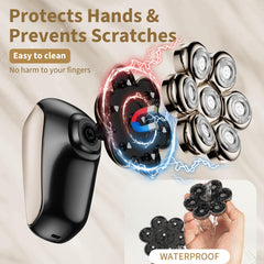 SHPAVVER head shaver pivoting 7D head enables flexible contour navigation.