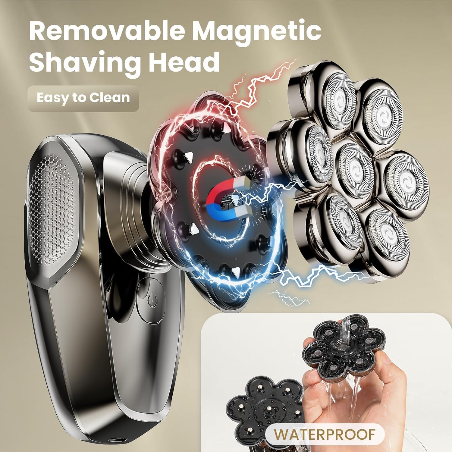 SHPAVVER head shaver removable magnetic head enables easy cleaning