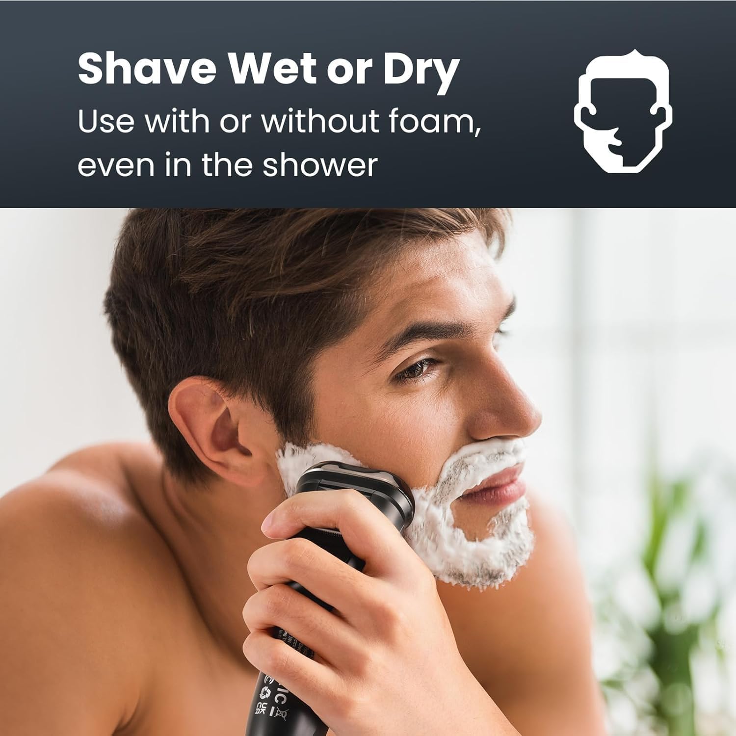 SHPAVVER IPX7 waterproof design enables shower-safe shaving sessions.
