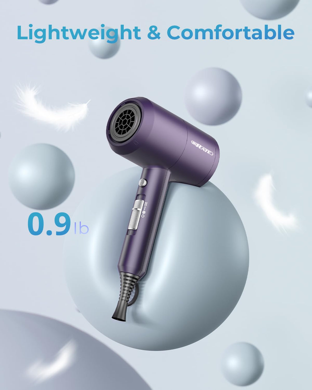 SHRATE diffuser attachment captures voluminous curls with gentle airflow for natural-looking texture.