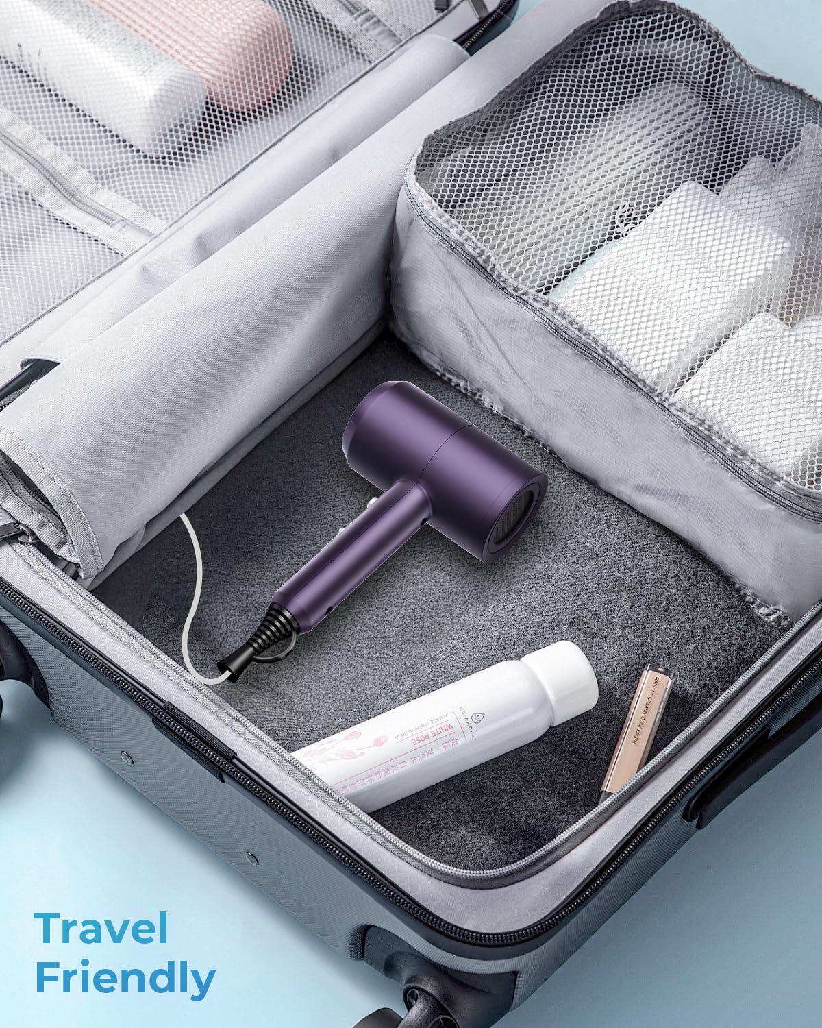 SHRATE compact-weight design highlights portable power for quick drying anywhere.