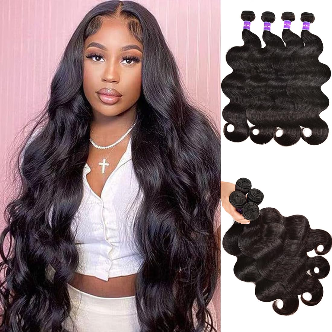 Shuangya Hair body wave bundles 20in for seamless sew-in with soft Brazilian virgin strands