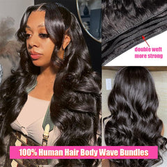 Shuangya Hair body wave bundles 22in with strong double-weft for durable wear