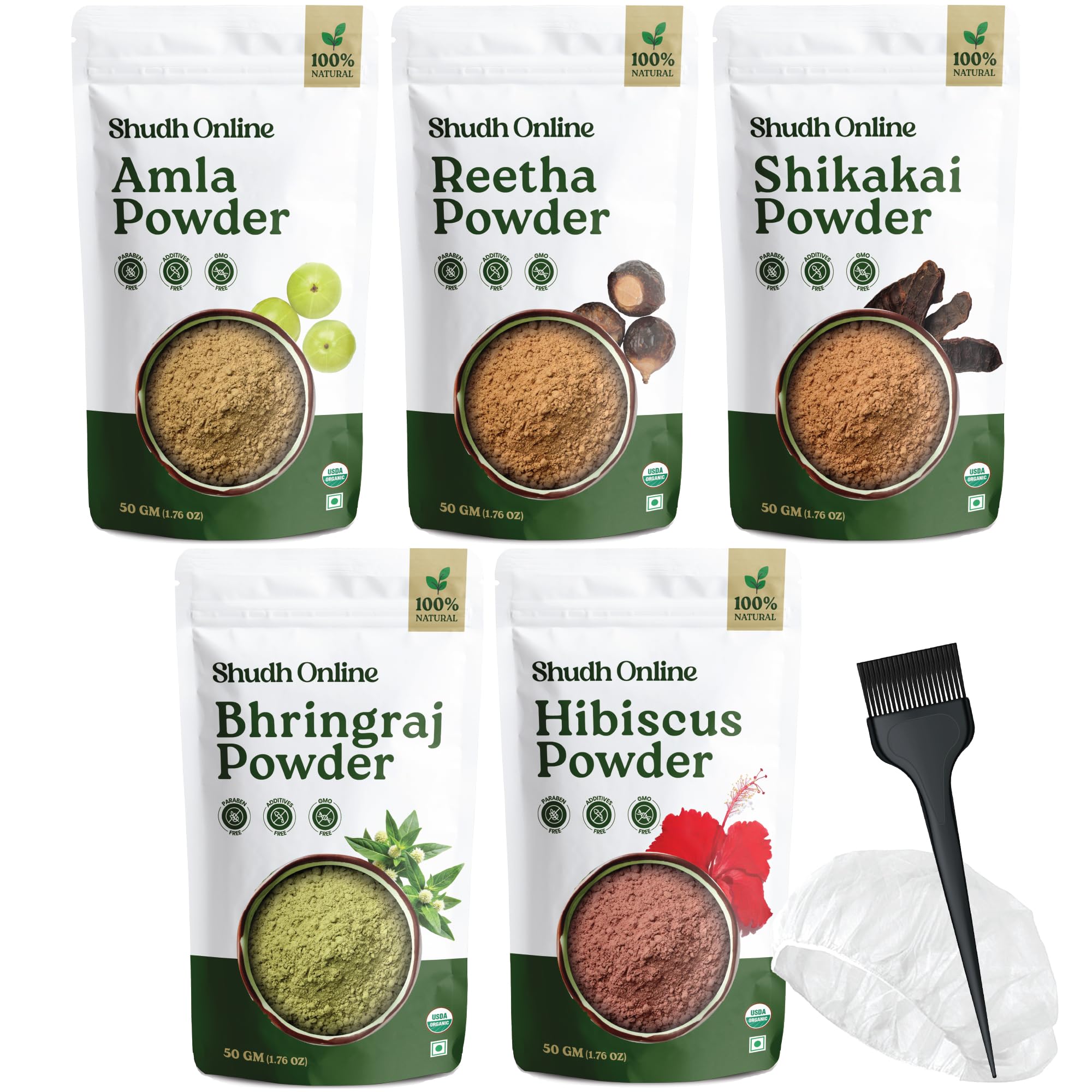 Shudh Online hair mask powder combo packshot for natural nourishment