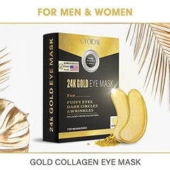 SHUIKU gold collagen eye patches closeup emphasizes luxurious hydration for delicate under-eye skin.
