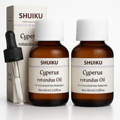 SHUIKU Cyperus Rotundus Oil bottle top view for pure skin nourishment.