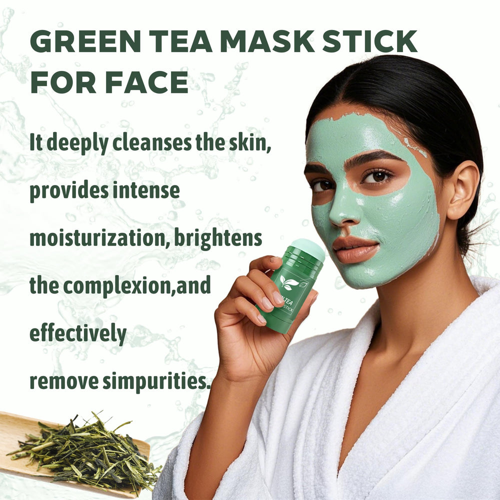 SHUIKU green tea clay stick twist-up application demonstrates mess-free masking