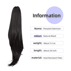 ShulaSHOP long straight synthetic hair in natural black blends for a seamless look.