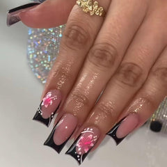 SHUXILIN 24-piece hibiscus nails box enables quick at-home manicure setup
