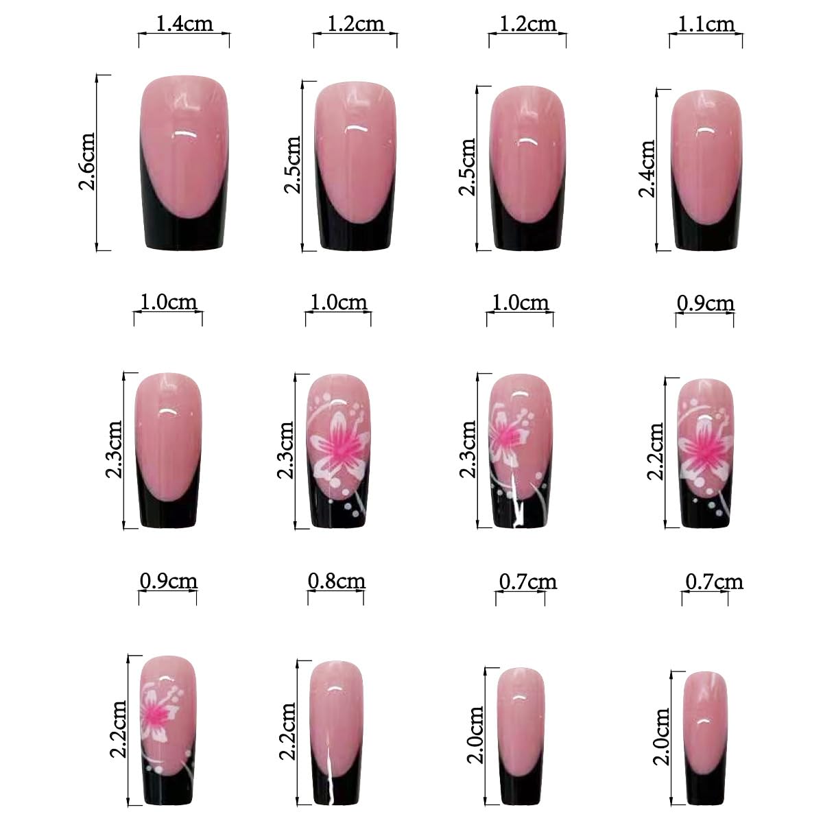 SHUXILIN hibiscus nails twelve sizes organized for precise nail fit