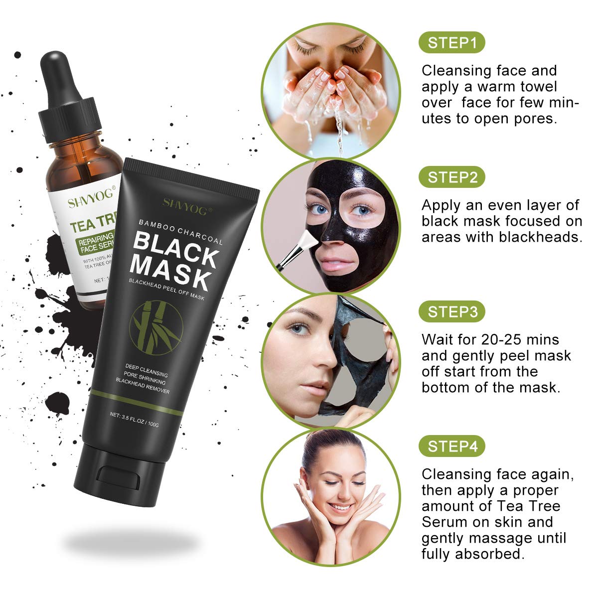 SHVYOG activated charcoal mask close-up highlighting color and texture