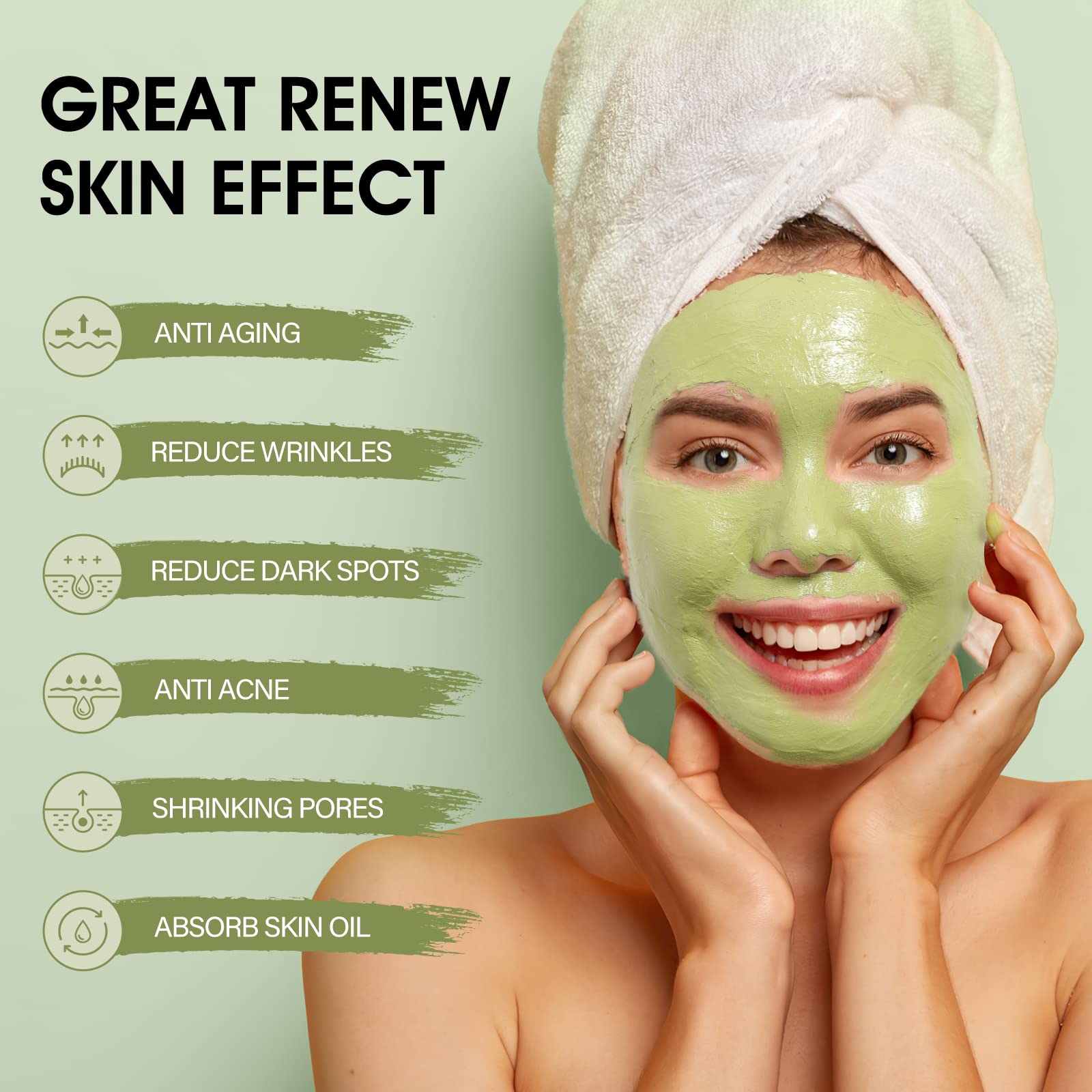 SHVYOG Green Tea Mask with volcanic mud and minerals for pore refinement.