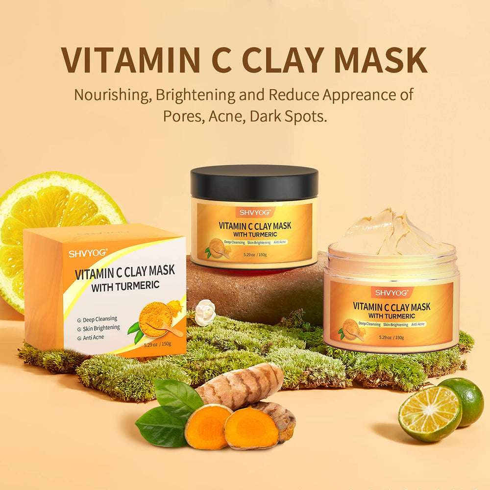 SHVYOG Kaolin clay turmeric texture close-up, purifying feel for clearer pores.