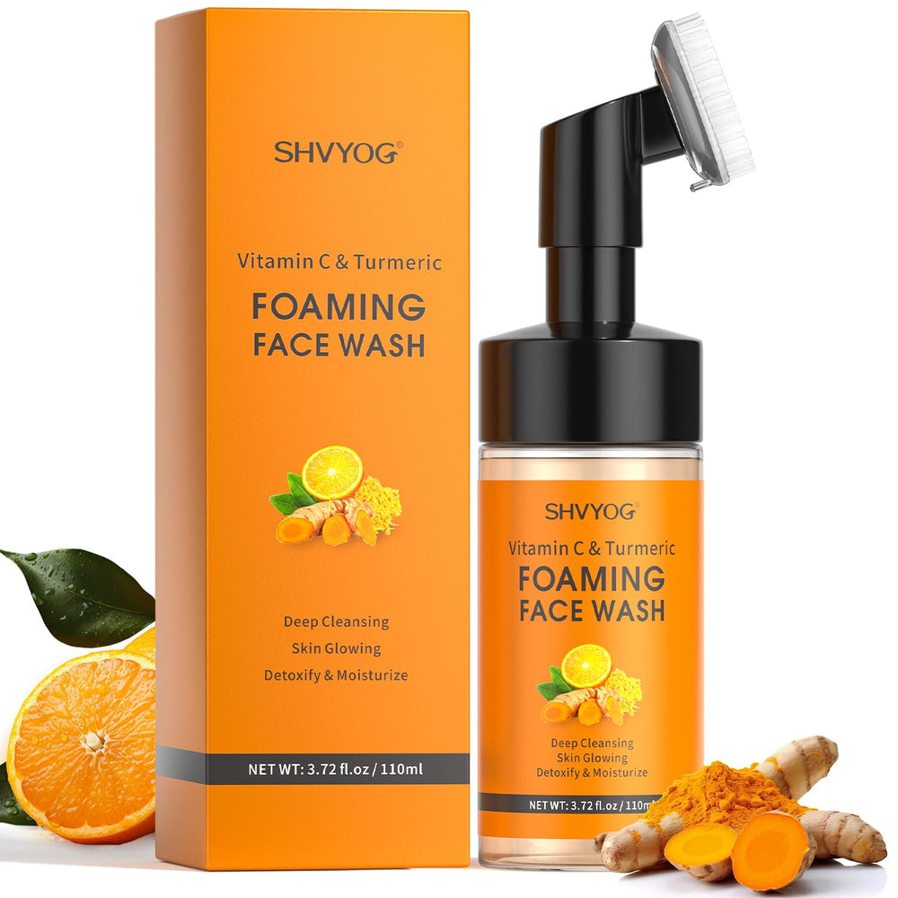 SHVYOG limpiador facial cúrcuma vitamina C en botella purifica poros y aporta luminosidad