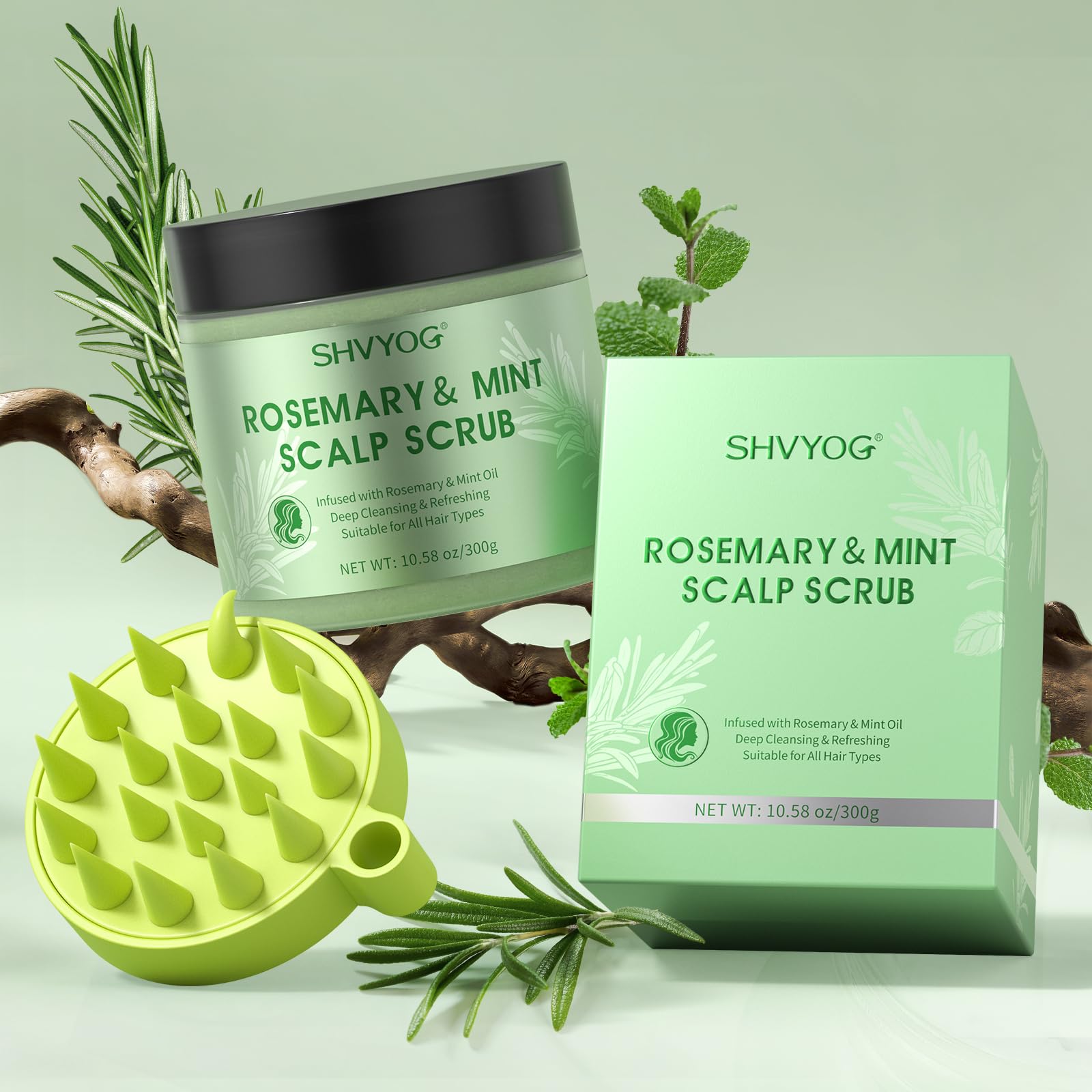 SHVYOG rosemary exfoliation session for spa-like at-home relief from buildup