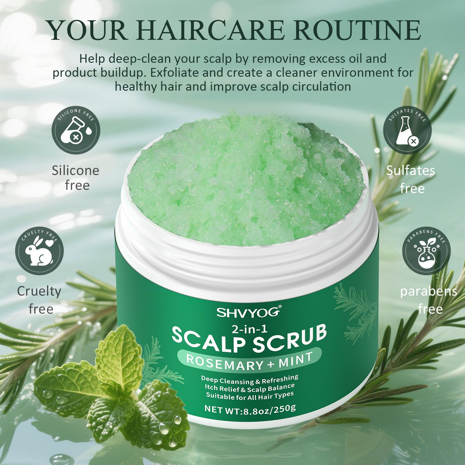 SHVYOG silicone scalp massager shown for at-home scalp care