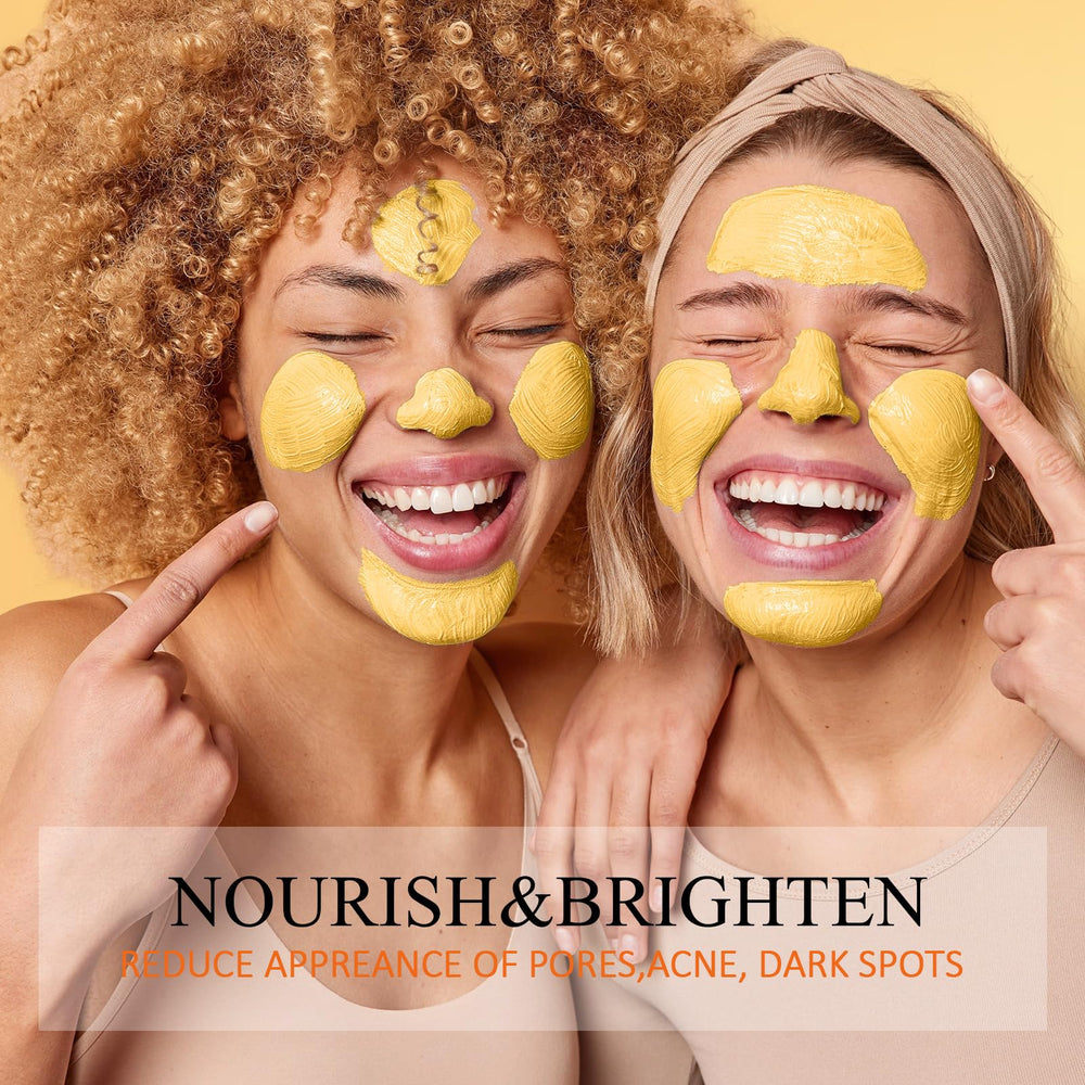 SHVYOG turmeric clay mask spread demonstrates rich texture.