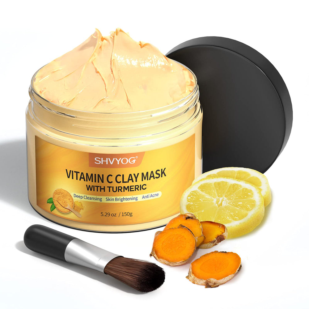SHVYOG Vitamin C Face Mask jar close-up for brightening treatment.