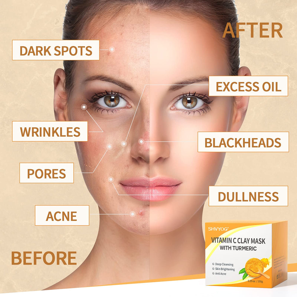 SHVYOG Vitamin C Face Mask natural ingredients turmeric and kaolin clay.