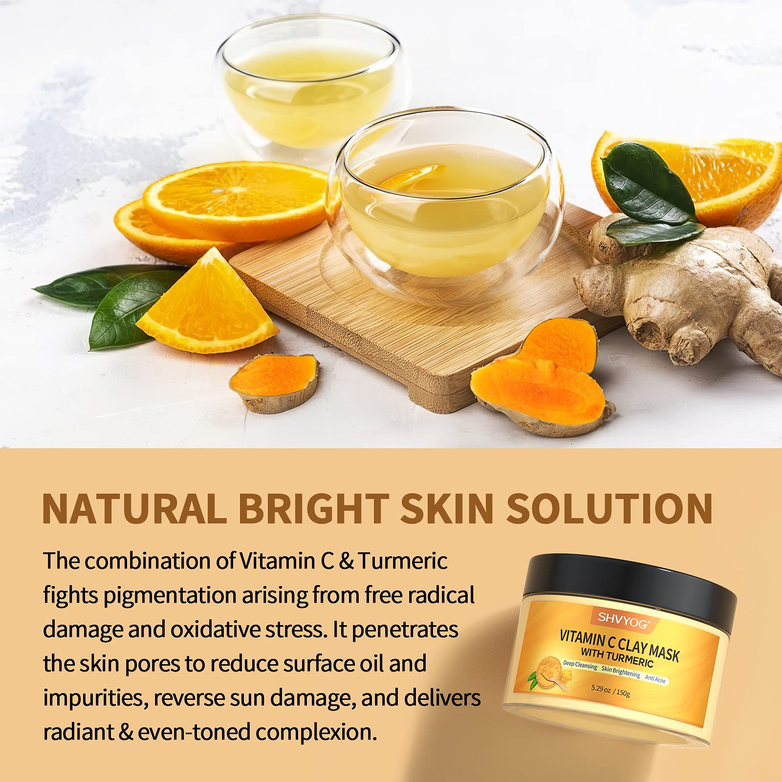 SHVYOG Vitamin C Face Mask helps control oil and refine pores.
