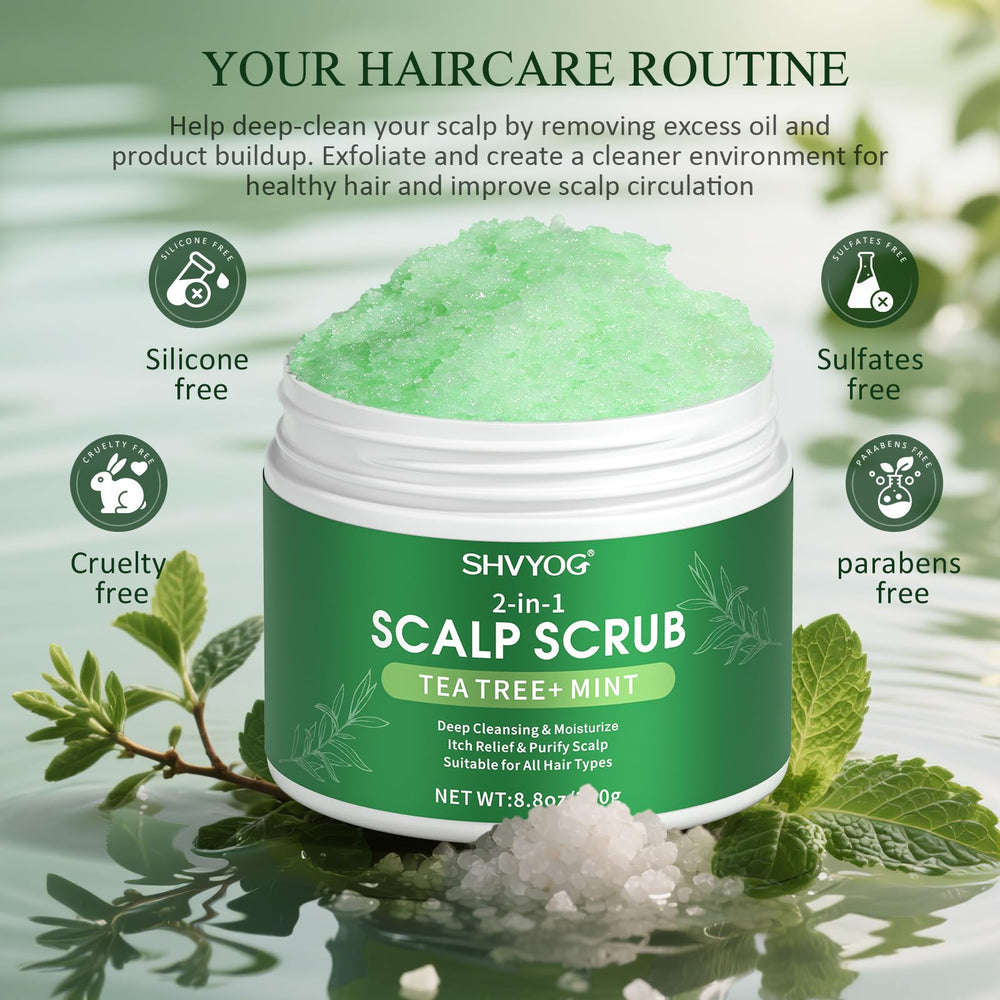SHVYOG user applying scalp scrub with circular massage technique.