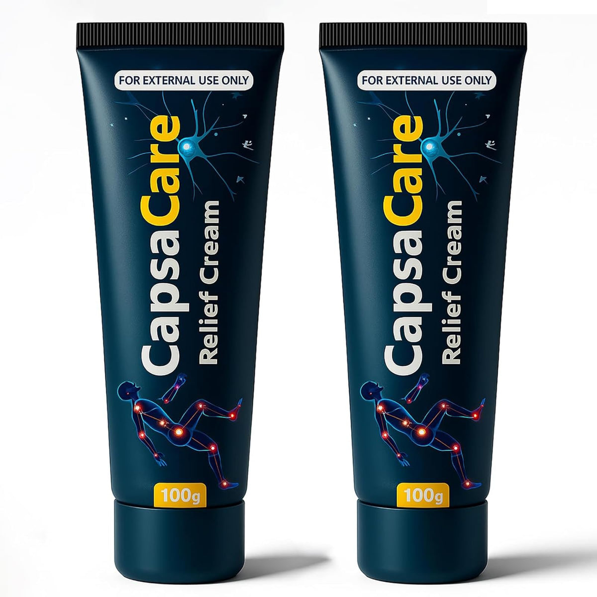 Shwfhi CapsaCare cream tube closeup, easy-to-apply relief for everyday use.