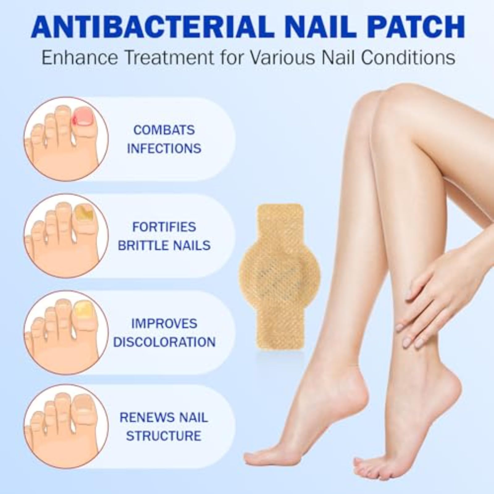 Shwfhi Nail Patches 42pcs box emphasizes ample supply for long-term care.