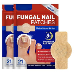 Shwfhi Nail Patches packaging image demonstrates discreet, travel-ready toenail care.