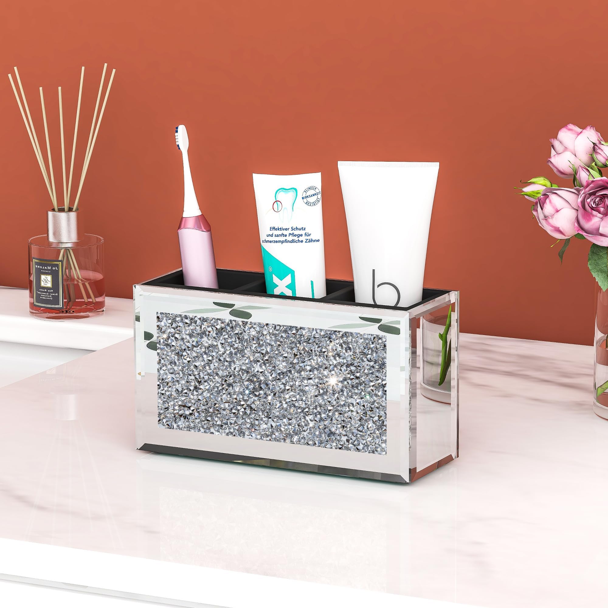 Compact dimensions fit most vanities without crowding