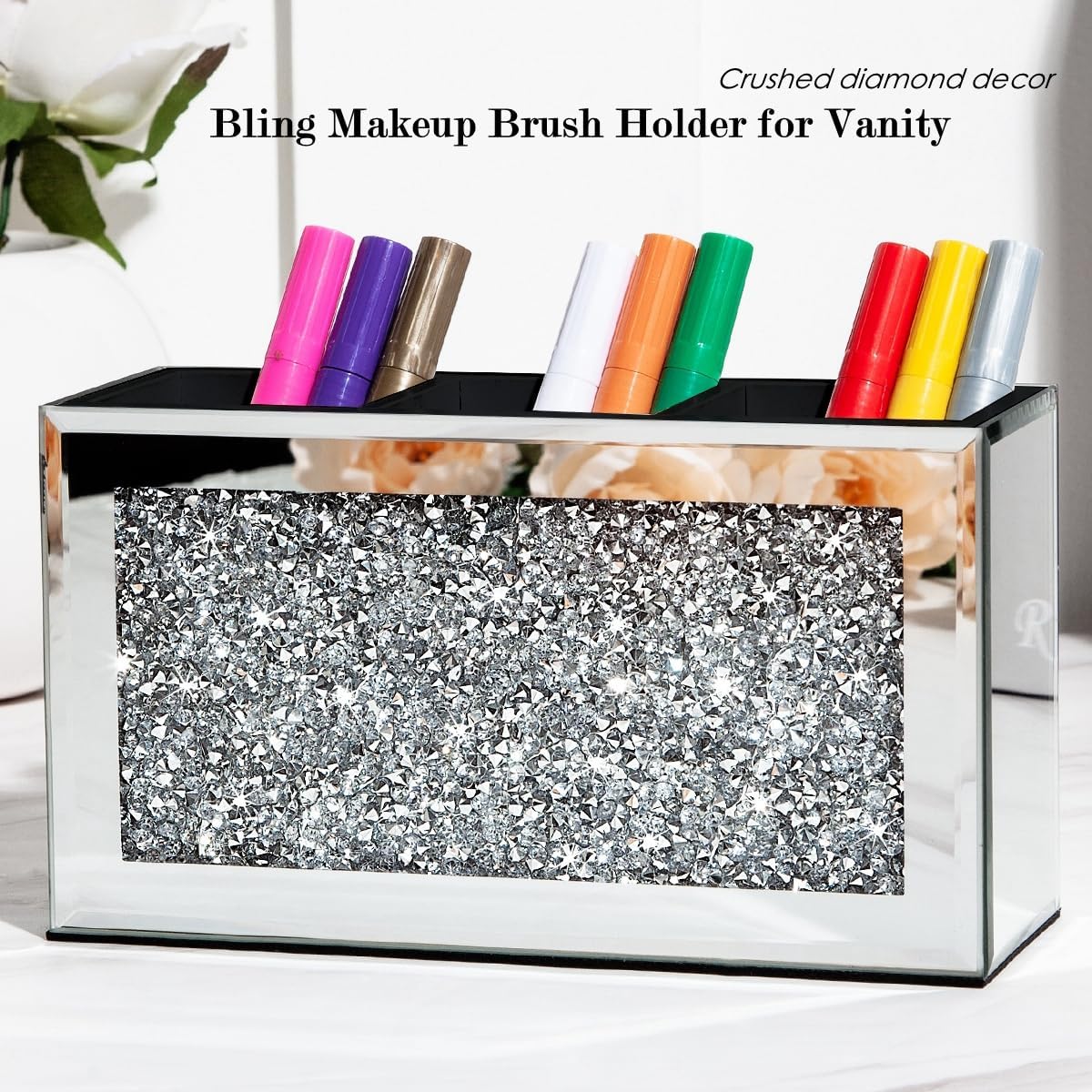 SHYFOY three-compartment storage keeps brushes, pens, and cosmetics organized