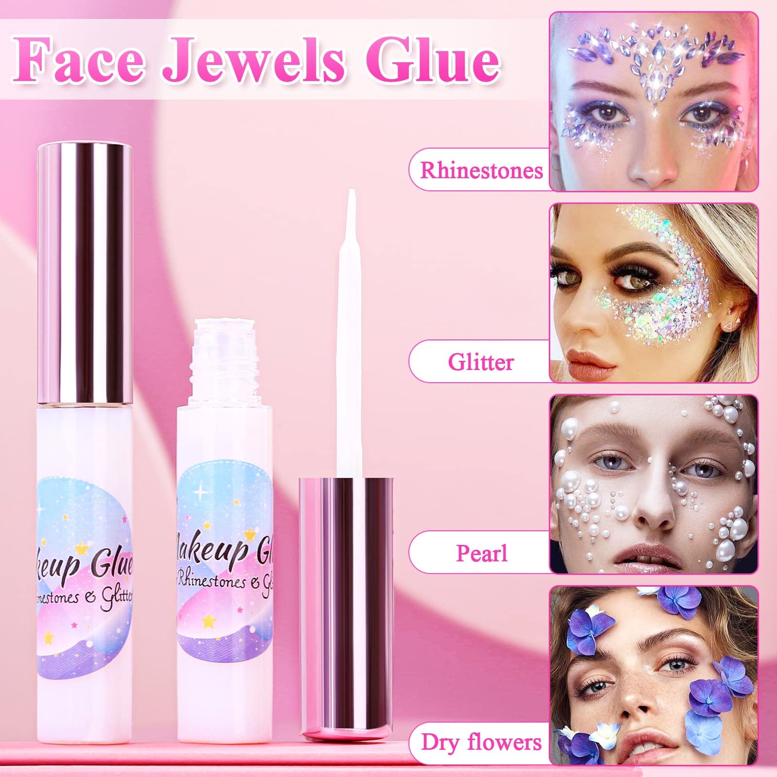 Shynek face glue precision brush application demonstrates controlled glue for tiny gems.