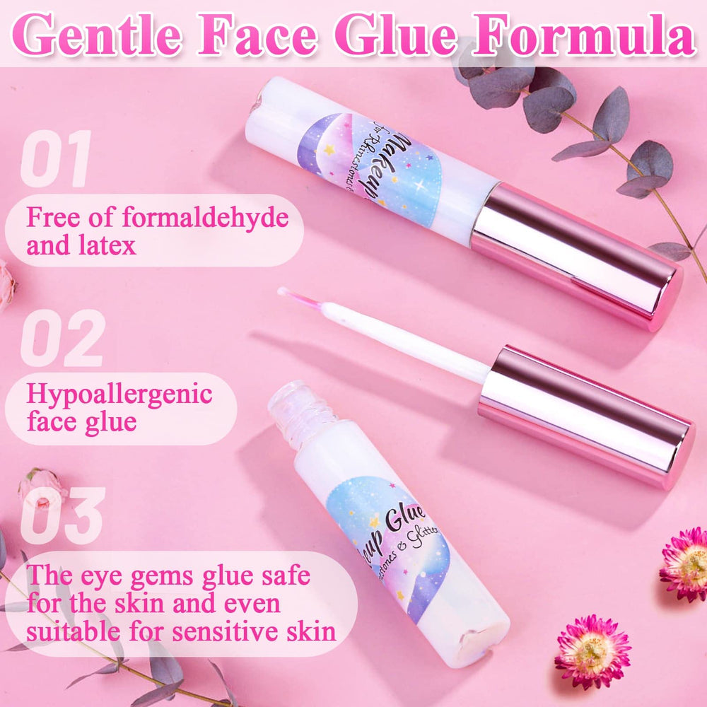 Shynek waterproof makeup glue on skin with gems shows sweat resistance for all-day wear.