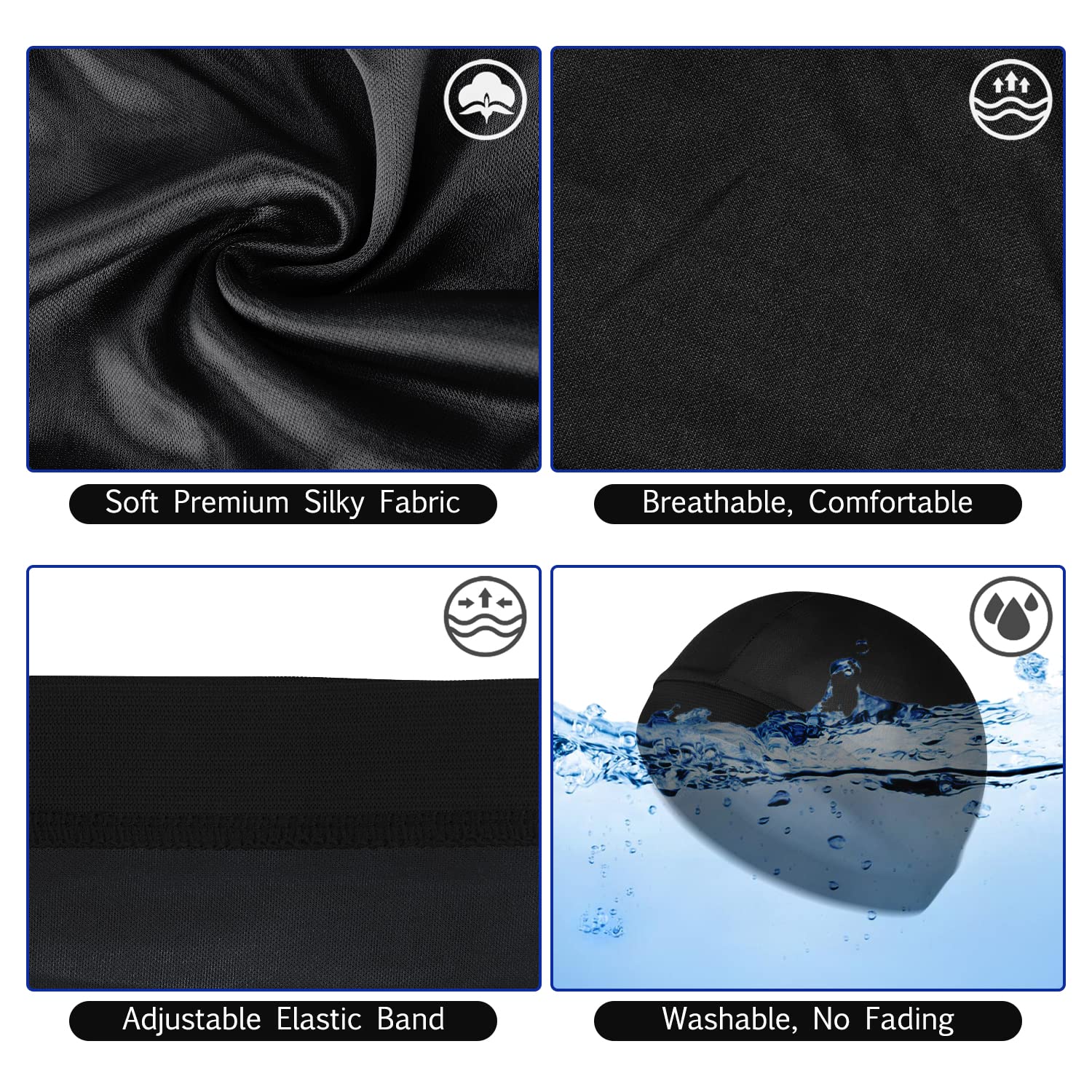 Sibba silk texture durable satin cap emphasizes wrinkle-free comfort.
