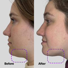 SickScience ShapeShift neck-firming-serum swatch indicates smooth, hydrated neck area