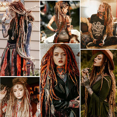 Siddiuop dreadlocks on model in hippie style for versatile looks.