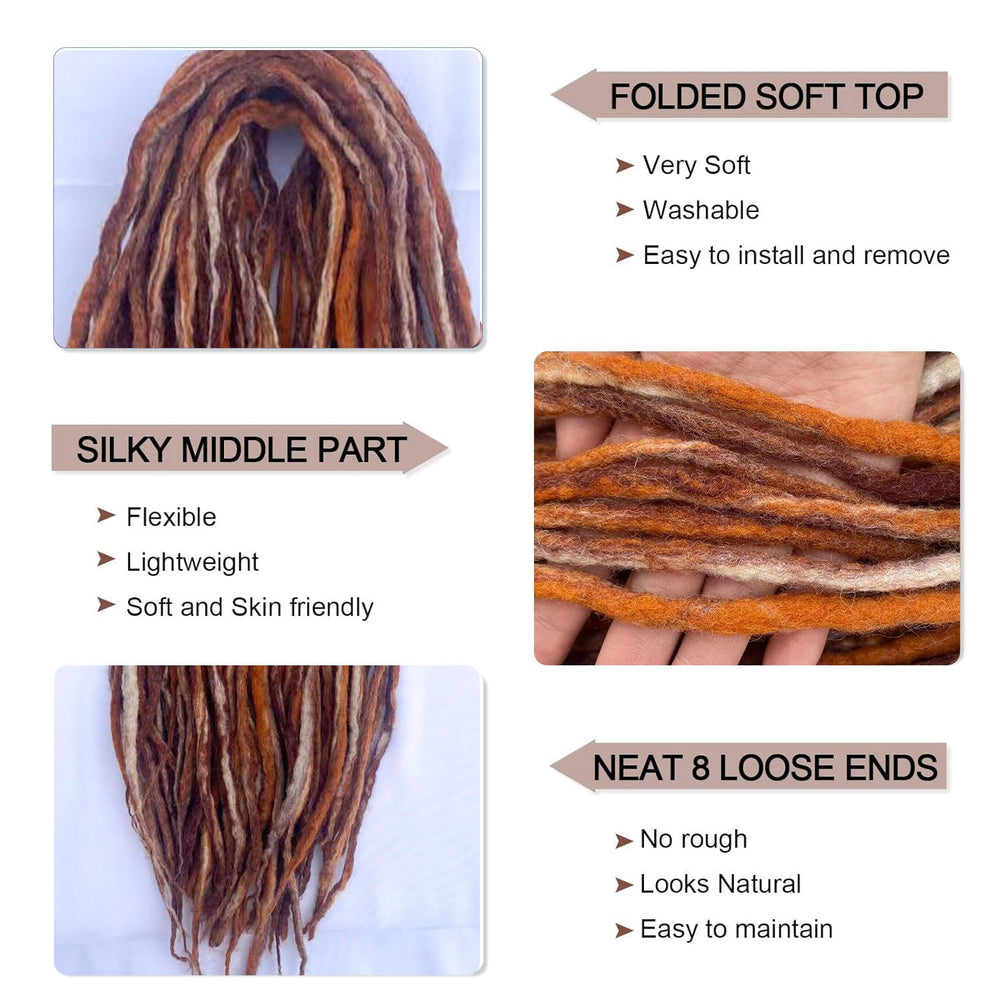 Siddiuop double-ended wool dreadlocks close-up showing soft, comfortable texture.