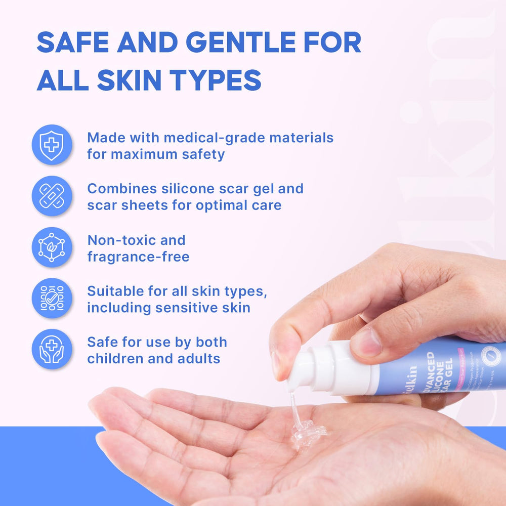 Sielkin scar gel being massaged daily into a fading scar line.