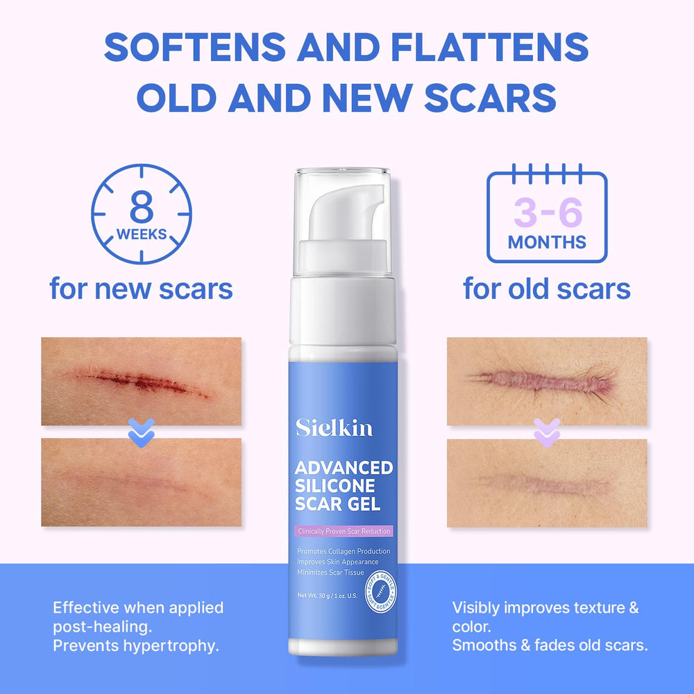 Sielkin scar gel applied on body scar area for versatile healing coverage.