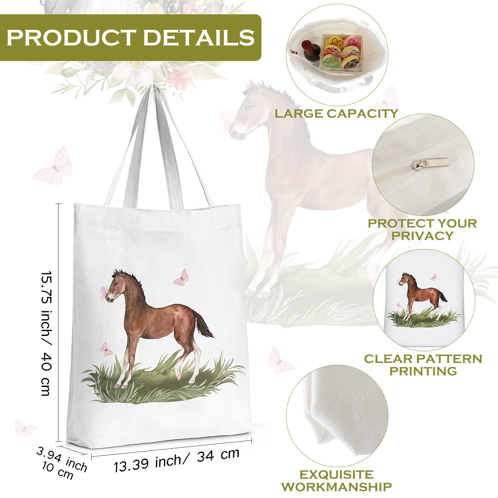 Sieral horse makeup pouch with sturdy zipper keeps cosmetics secure.
