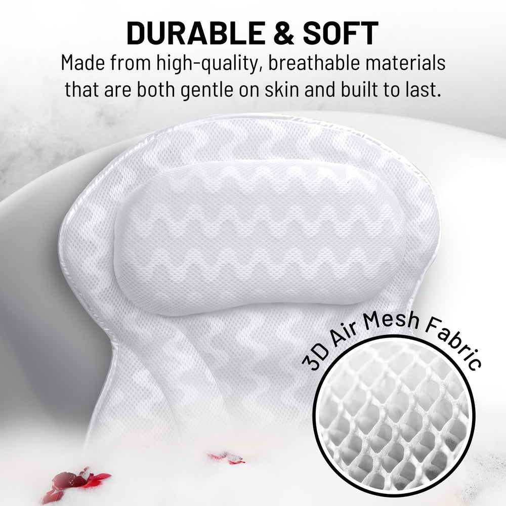 Sierra Concepts Paradise Bath Pillow close-up highlights 3D air mesh breathable fabric