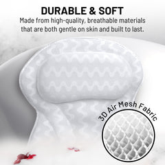 Sierra Concepts Paradise Bath Pillow close-up highlights 3D air mesh breathable fabric