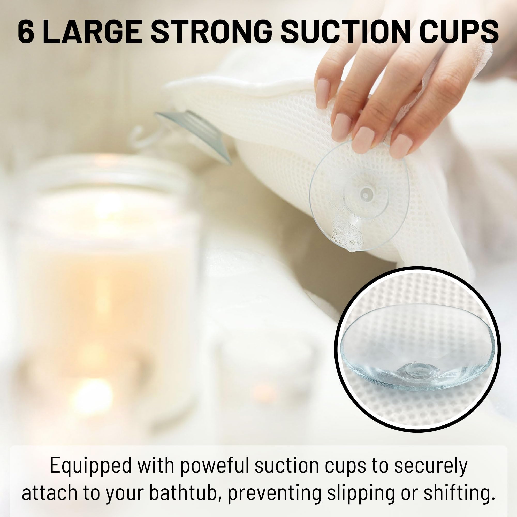 Sierra Concepts Paradise Bath Pillow suction cups close-up emphasizes non-slip stability