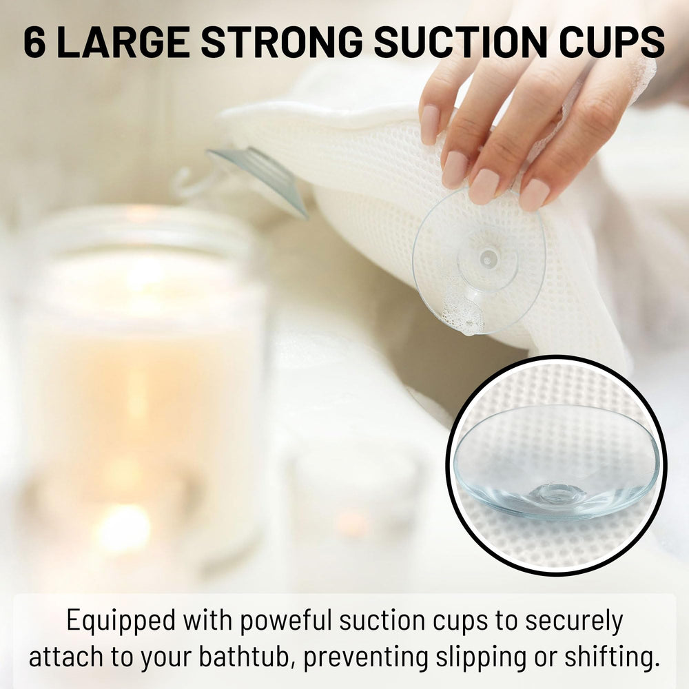 Sierra Concepts Paradise Bath Pillow suction cups close-up emphasizes non-slip stability