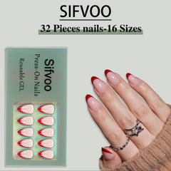 Sifvoo soft-gel almond nails offering flexible wear and shine.