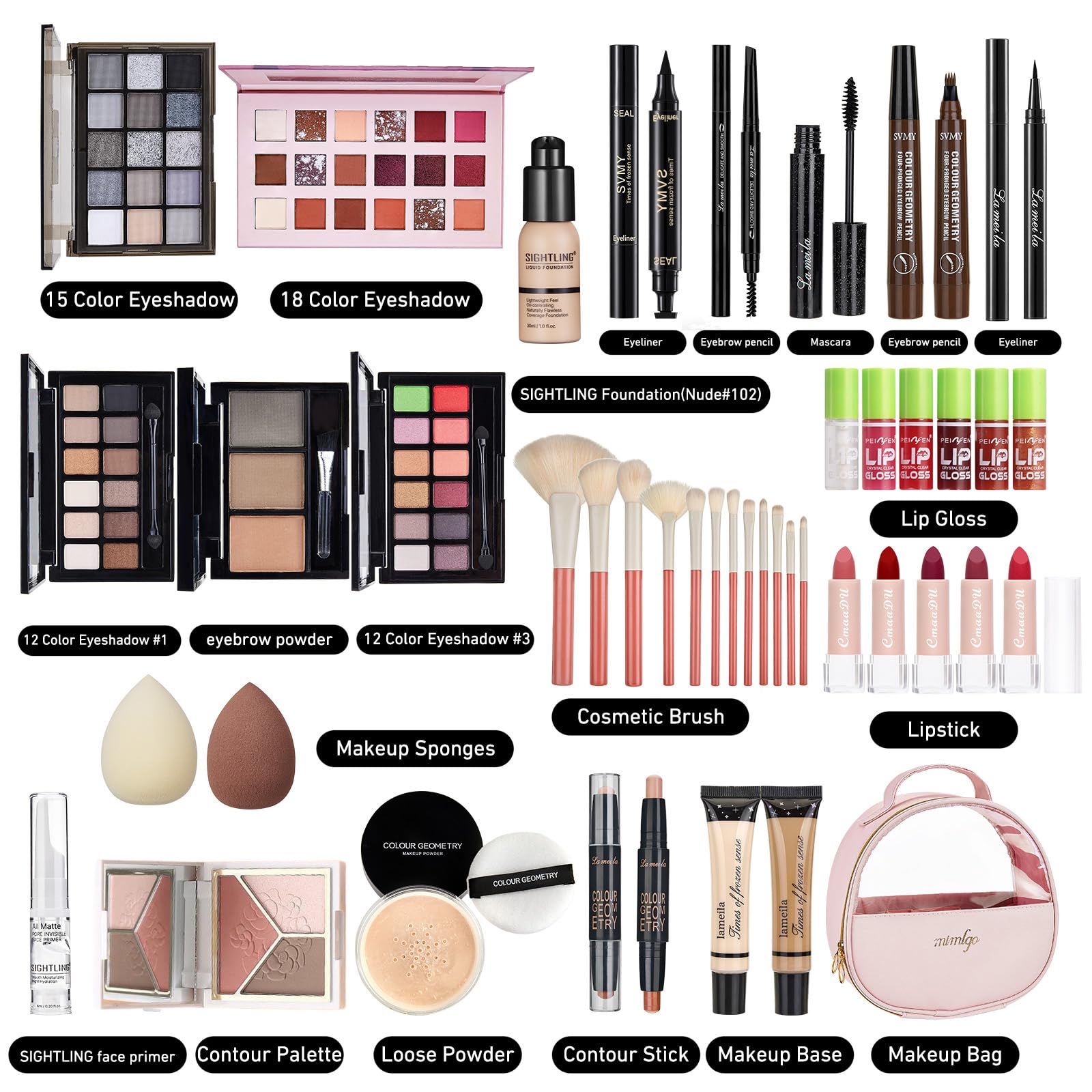 Sightling All In One Makeup Kit travel bag open for portable beauty on the go.