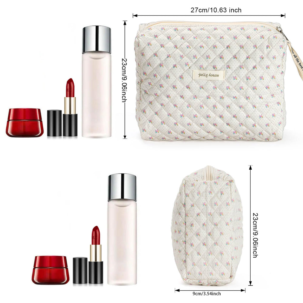 Sightor cotton makeup bag beige open compartment highlights generous single storage space